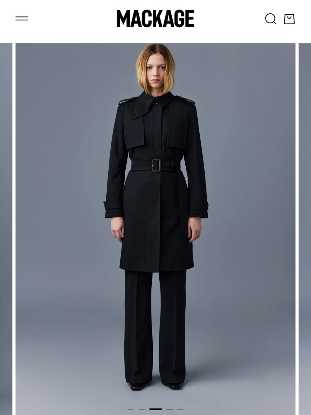Mackage Black Tailored Trench Coat with Belt